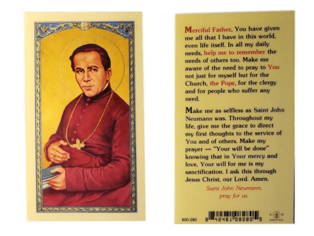 Prayer Card Prayer To Saint John Neumann Laminated Sale