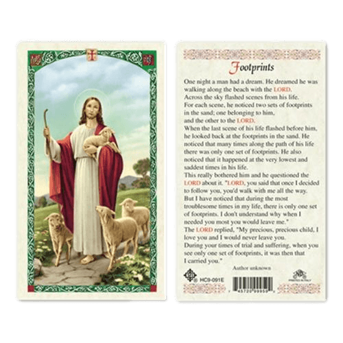 Prayer Card Footprints Laminated HC9-091E Hot on Sale