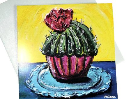 Note Card Birthday Card Cactus Cupcake Large Square Envelope Included Fashion