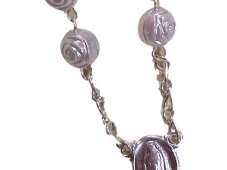 Rosary Mini White Rose Acrylic Beads Silver Accent Tin Cross Online