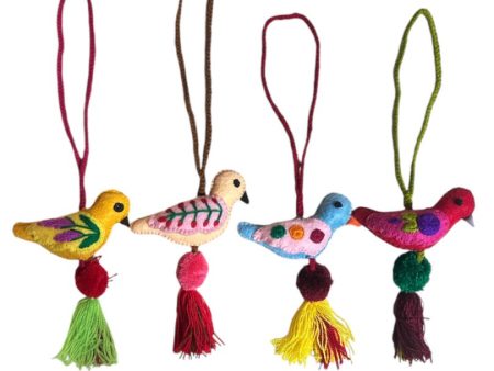 Bird Embroidered Mexican Charm with Tassel - Handcrafted Bag Charm, Keychain, or Ornament Cheap