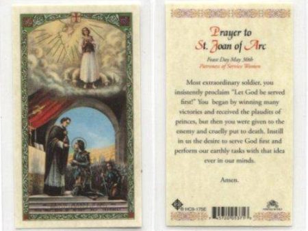 Prayer Card Prayer To Saint Joan Of Arc Patroness Of Service Women Laminated HC-E For Cheap