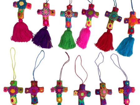 Handcrafted Mexican Embroidered Cross Charm Versatile Artisan Accessory  from Mexico Discount