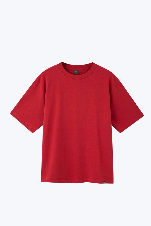 (B) Classic Relaxed-Fit Crew Neck Tee - Crimson For Sale