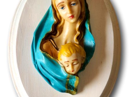 Madonna and Child Vintage Religious Plaque Wall Hanging Hot on Sale