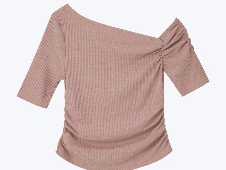 Asymmetric Ribbed Tee - Shimmer Blush For Discount