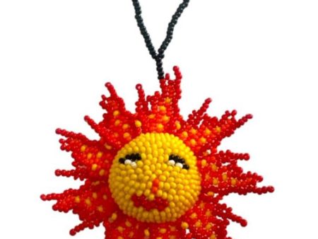 Handmade Beaded Sun Ornament Unique Art from Mexico on Sale