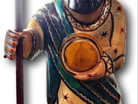 Handcarved Wooden Saint Jude Statue –Tzampamitla Mexican Art Piece 17.5 Inches H Sale