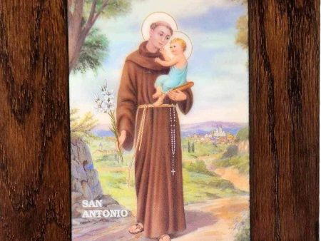 Plaque Wood Saint Anthony Resin High Gloss 9.5 x 7.5  Handcrafted Online Sale