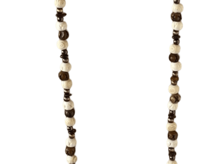 Resin Bone-Look Bead Necklace - 38-Inch with Copper Polished Beads & Matching Earrings For Discount