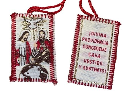 Scapular Holy Trinity & Divina Providencia Concedeme Casa Vestido y Sustento! Red Cord Online Sale