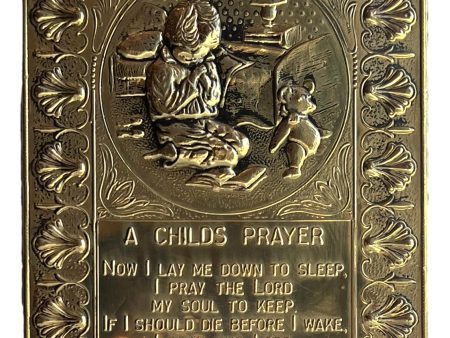 Wall Hanging Pressed Brass Child s Prayer 11 X 8 For Cheap