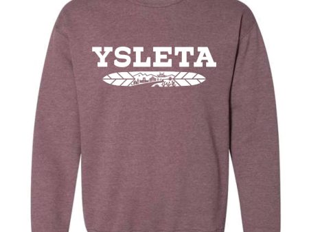 Crewneck Sweatshirt Heather Maroon with Ysleta Feather design For Sale