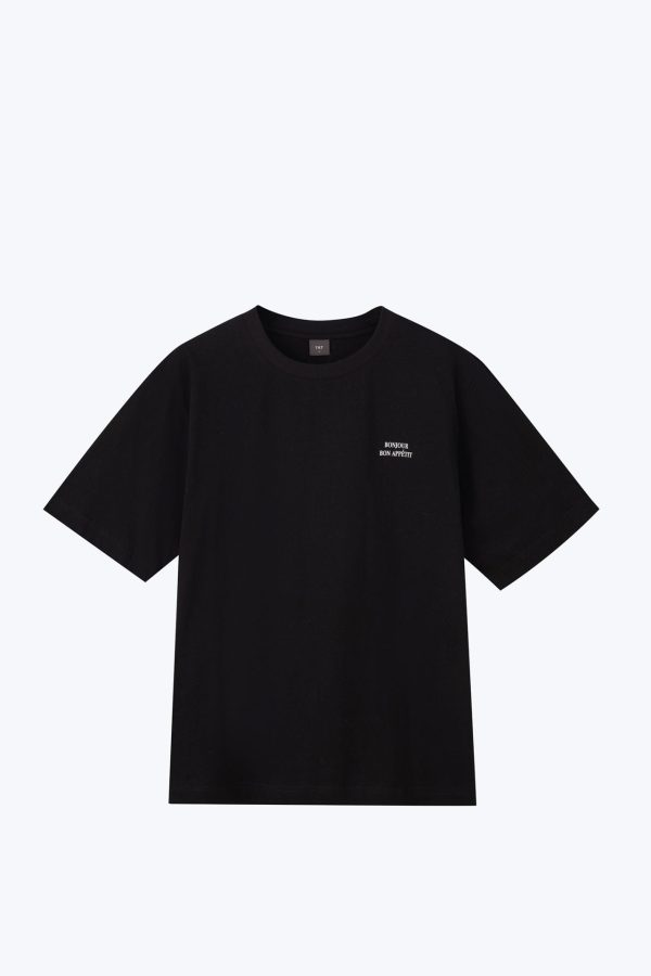 (A) Jersey “Bonjour” Graphic Tee - Black Hot on Sale