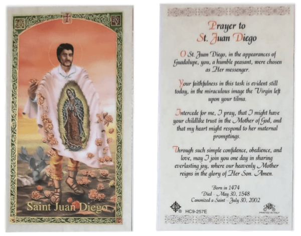 Prayer Card Prayer To Saint Juan Diego Laminated HC-E For Discount