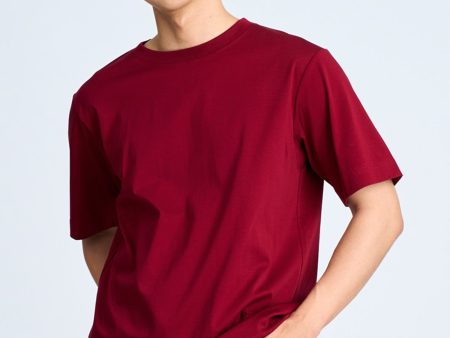 (A) Essential Crew Neck Tee - Maroon Red Online now