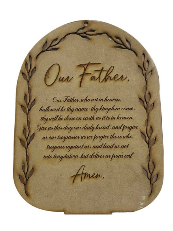 Our Father Plaque – Laser Cut Wood Home Accent For Sale