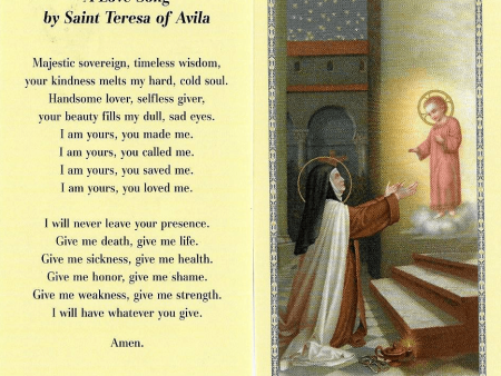 Prayer Card A Love Song Saint Teresa Of Avila No Laminated CC Cheap