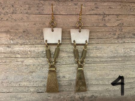 Earrings - brass double pendant brass bone Sale