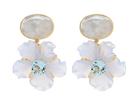 Carved Chalcedony and Blue Topaz Drop Earrings Online