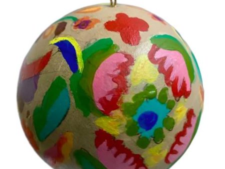 Hand-Painted Otomi Patterned Sphere Ornaments – Unique Holiday Decor For Sale