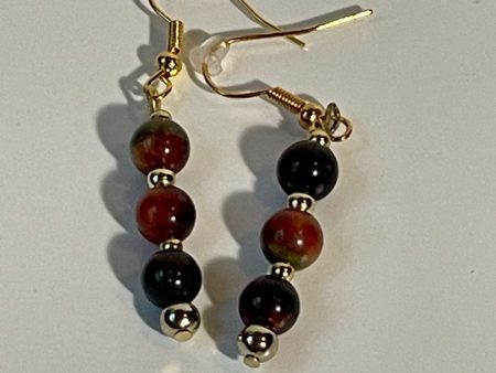 Agate Bead Earrings with Gold Seed Beads, Gold Hook, 1.5-Inch Dangle For Cheap