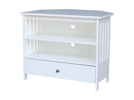 Destinations Collection - Mission Corner TV Stand Pure White For Discount