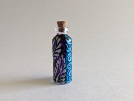 Small Delicate Floral Bottle | Hand-Painted Floral Decor 2  x .75  Hot on Sale