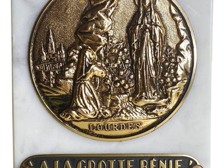 Plaque Our Lady of Lourdes At the Blessed Grotto Marble Slab Cheap