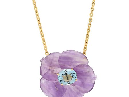 Amethyst and Blue Topaz Flower Necklace Discount