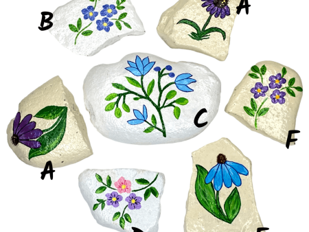 Paperweights River Rocks Various Flower Designs Handpainted For Cheap