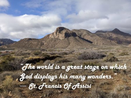 Franklin Mountains Photo Print with St. Francis Quote:  Great Stage of Wonders  – Matted, Frame-Ready on Sale