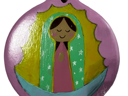 Folk Virgencita Ornament – 4  Handcrafted Ceramic with Acrylic Design Cheap