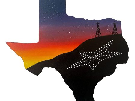 Art Original Art Texas Shaped El Paso Texas Sunset Handpainted 10in x 10Iin Acrylic on Wood Online Hot Sale