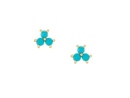 Dainty 3 Stone Turquoise Earrings For Sale