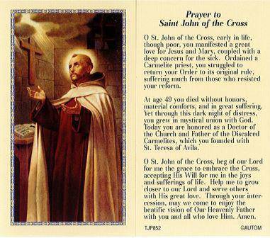 Prayer Card Prayer To Saint John Of The Cross No-Laminated CC Online