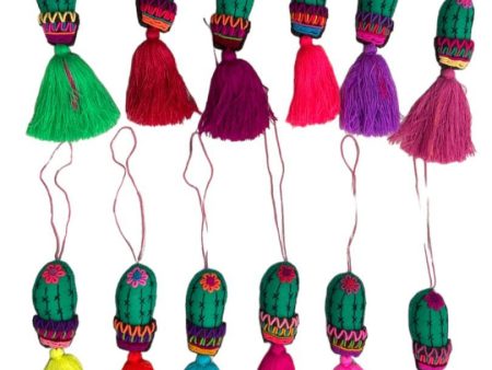 Handcrafted Mexican Embroidered Cactus Charm Tassel Artisan Accessory Online Hot Sale