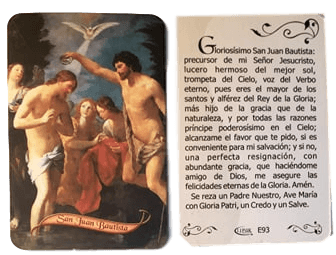 Prayer Card Gloriosisimo San Juan Bautistia SPANISH Laminated Mini Pocket Card E For Discount