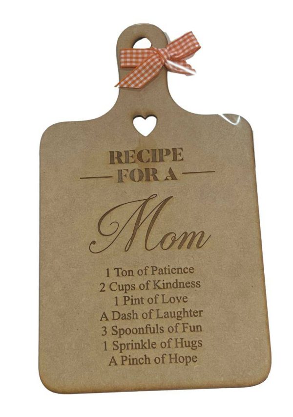 Plaque  Recipe for a Mom  – Laser Cut Wood Home Accent Discount