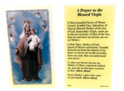 Prayer Card A Prayer To The Blessed Virgin Laminated BC Online