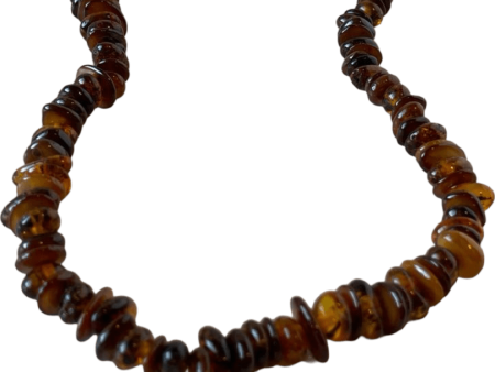 Amber Stone Bead Necklace - 14-Inch with Silver Lobster Clasp For Discount