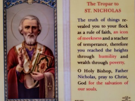 Prayer Card The Tropar To Saint Nicholas Laminated Fashion