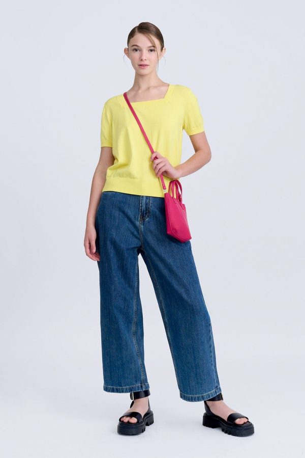 Knitted Square Neck Top - Canary Online Sale