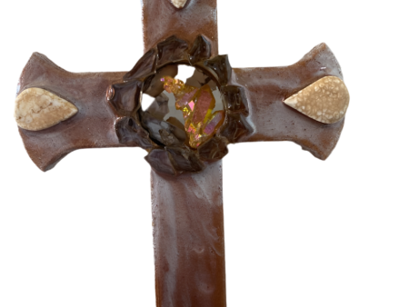 Brown Cream Resin Cross – Glass & Crystal with 4-Stone Centerpiece Online Hot Sale