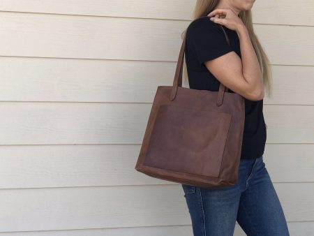 Leather Tote - Open style Online Hot Sale