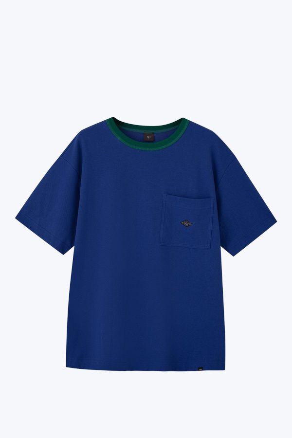 (B) Boxy Twill Jersey Contrast Collar Tee Supply