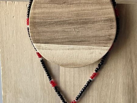 Red Turtle Pendant Necklace with Seed Beads - 16-Inch Red & Black Design For Cheap