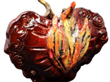 Candle Holder Handbuilt Ceramic Sacred Heart Standing Sale