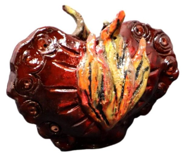 Candle Holder Handbuilt Ceramic Sacred Heart Standing Sale