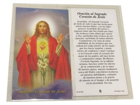 Prayer Oracion Al Sagrado Corazon De Jesus HC-SH-SP Style Spanish Laminated For Sale